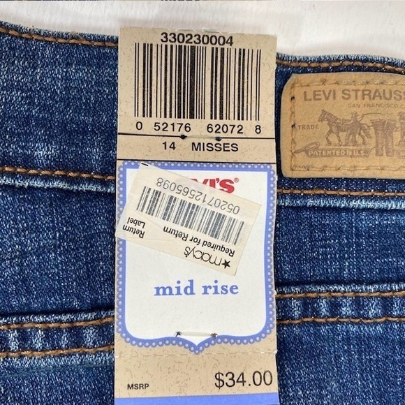 Levis 515 Womens Mid Rise Denim Shorts Medium Wash Regular Fit Blue Size 12 - Picture 9 of 9